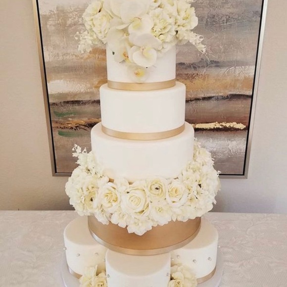 5 tier White Orchids Display Faux Wedding Cake - Picture 2 of 8